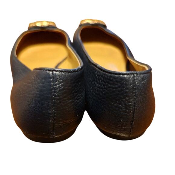 TORY BURCH Reva Navy Blue Leather Ballet Flats Size 5 Medallion EUC - Picture 3 of 6
